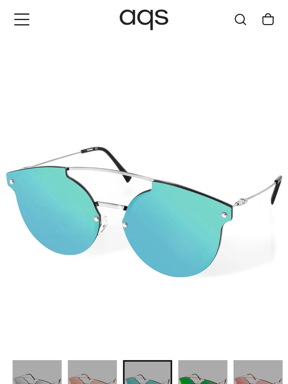 AQS Mirrored Aqua Blue Lens Silver Frame Women's Sunglasses